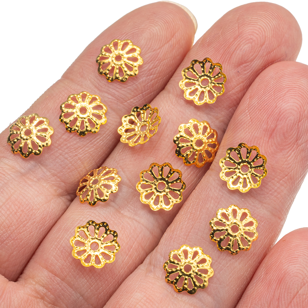 Embellishment Crafts - 200pcs 7/9mm Filigree Flower Hollow Out