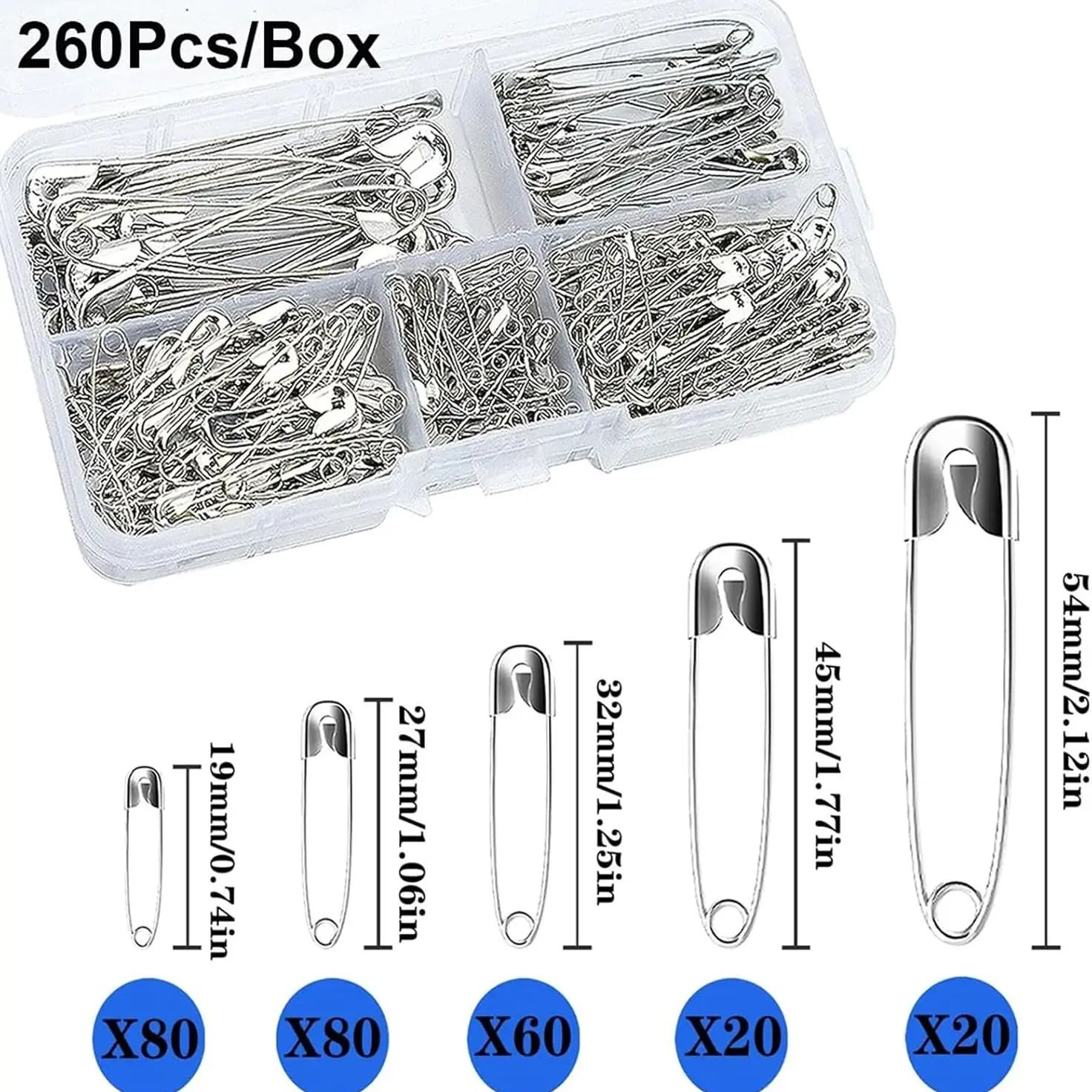 Silver Safety Pins Kit With St - Craft Embellishment Storage avaliação e preço
