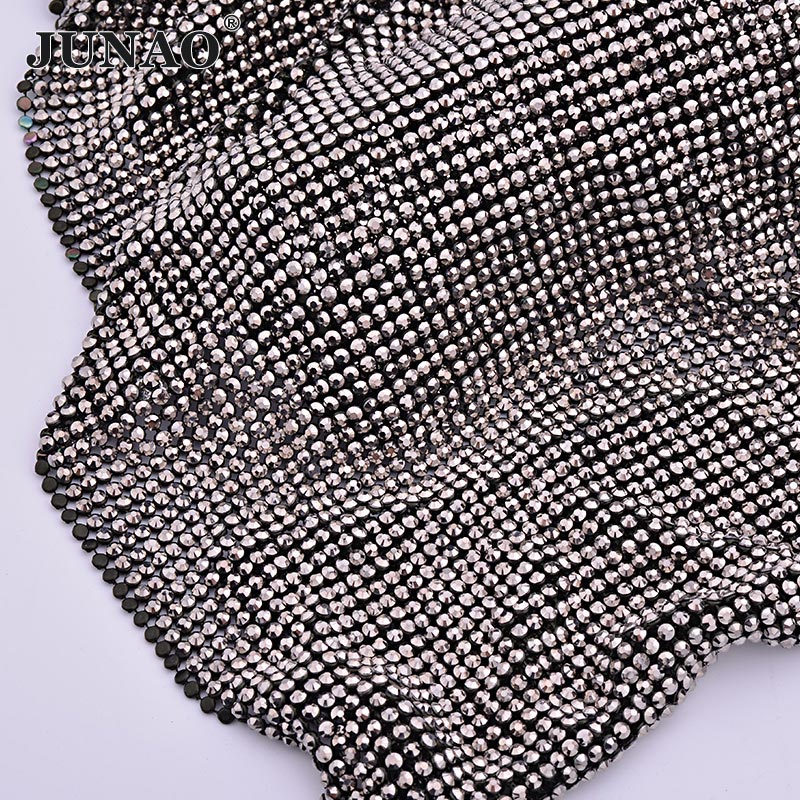 JUNAO 45*120cm Black Gold Crys - Crystal Mesh Fabric avaliação e preço