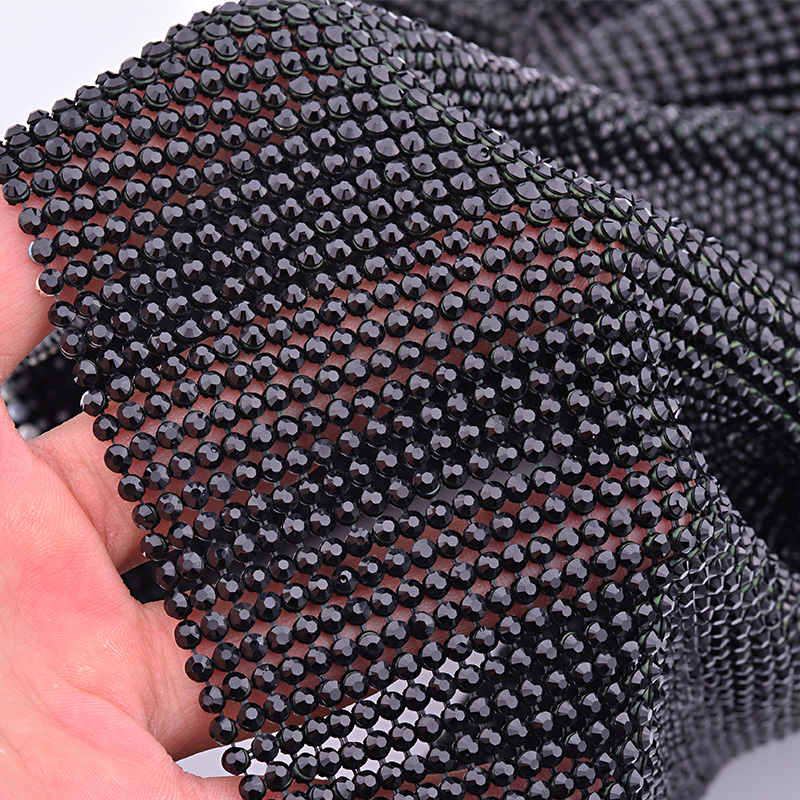 JUNAO 45*120cm Black Gold Crys - Crystal Mesh Fabric avaliação e preço