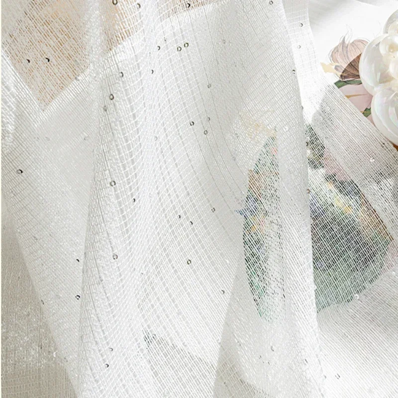 French Sheer Curtains for Livi - Sequin Fabric Panel avaliação e preço