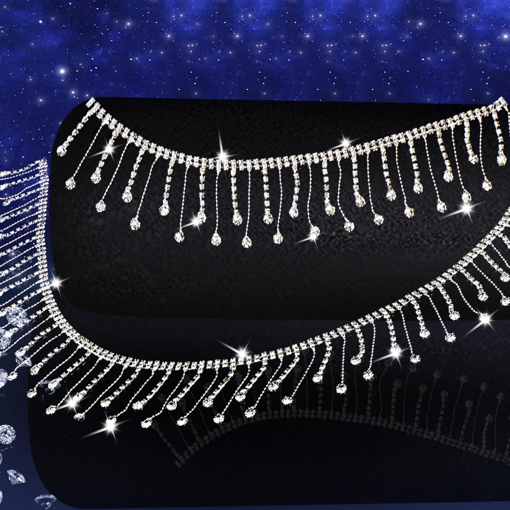 2 Yards Rhinestone Fringe Trim - Beaded Trim Fringe avaliação e preço