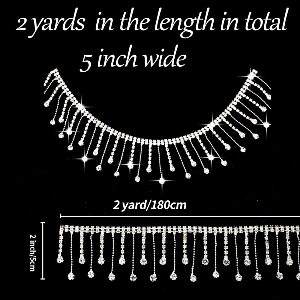 2 Yards Rhinestone Fringe Trim - Beaded Trim Fringe avaliação e preço