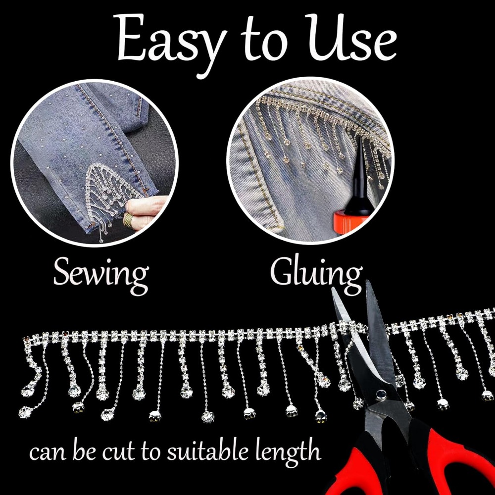 2 Yards Rhinestone Fringe Trim - Beaded Trim Fringe avaliação e preço