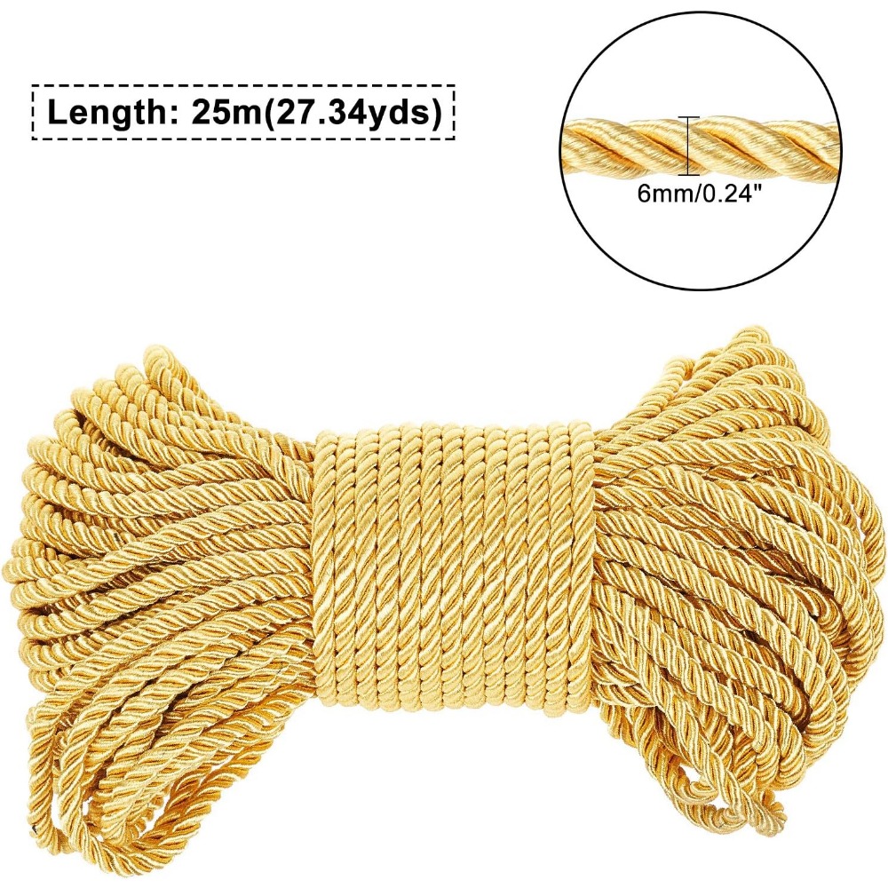 6mm Gold Cord 27 Yards Twisted - Cord Trim Twisted avaliação e preço