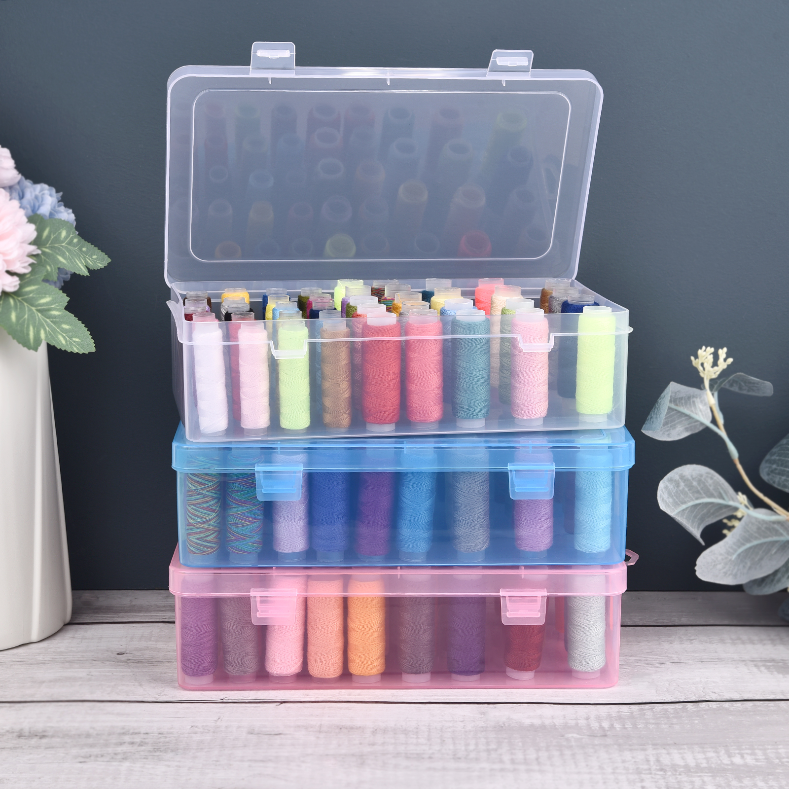 New Sewing Thread Box 42 Piece - Craft Embellishment Storage avaliação e preço