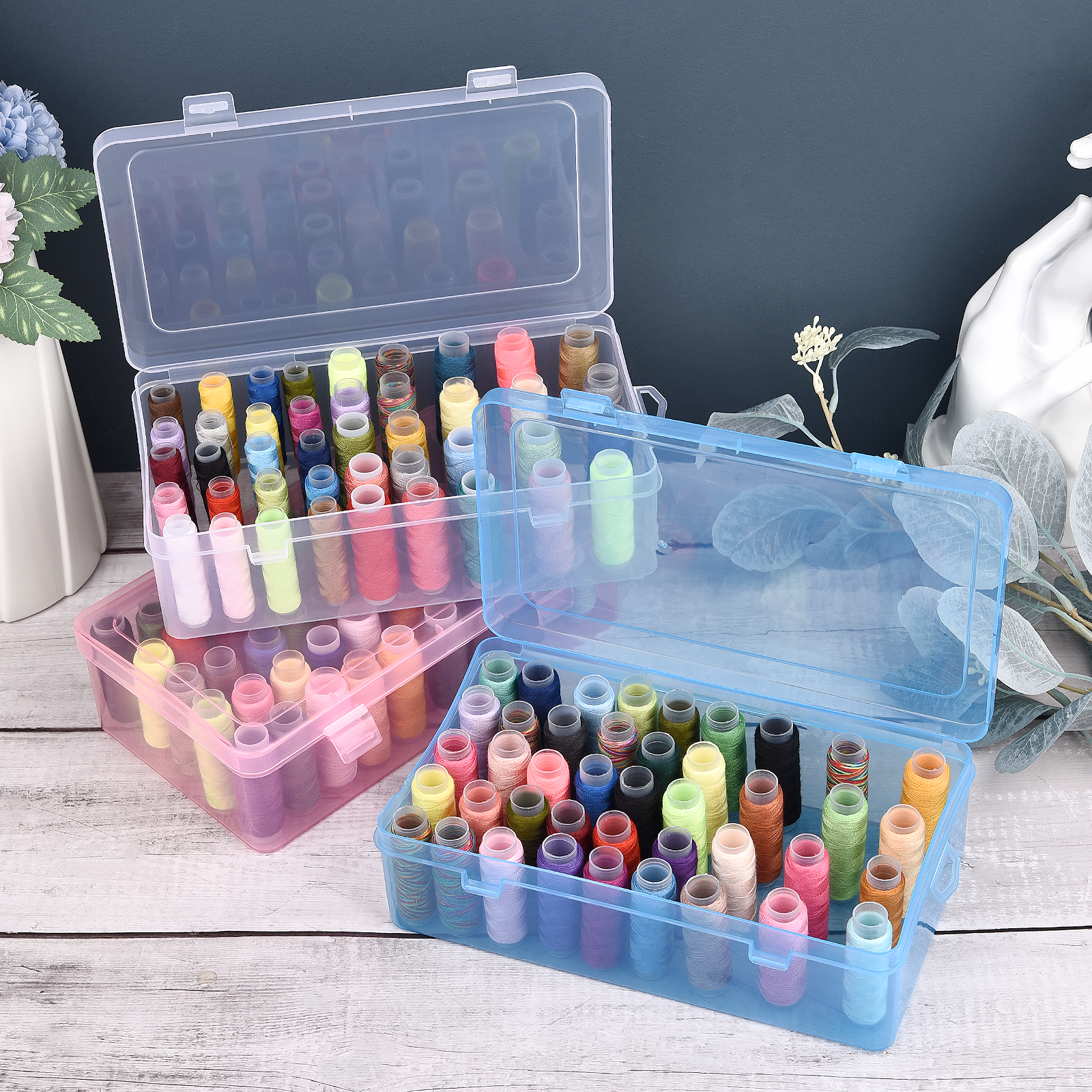 New Sewing Thread Box 42 Piece - Craft Embellishment Storage avaliação e preço