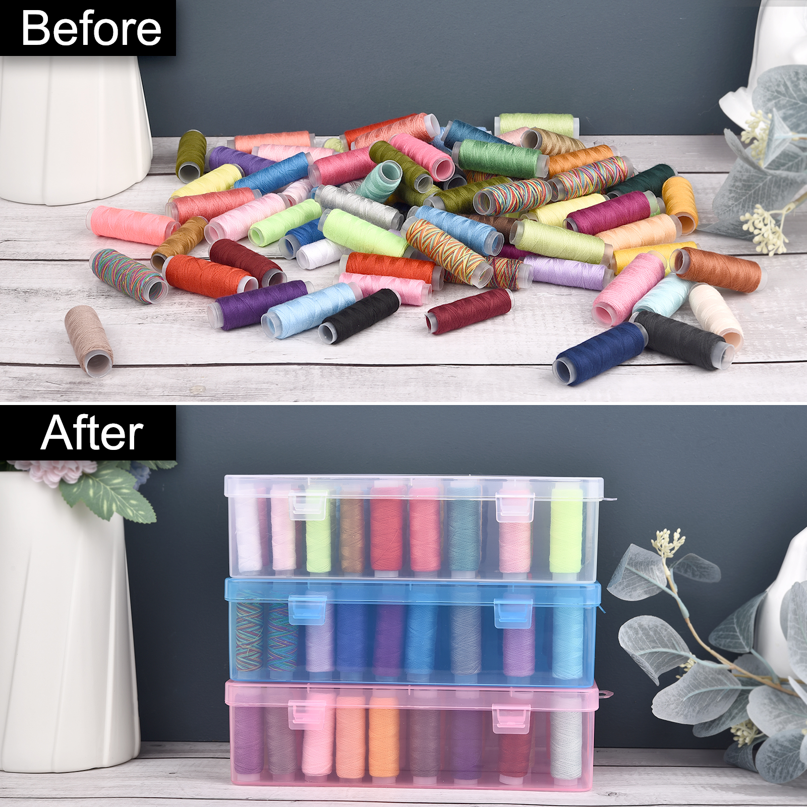 New Sewing Thread Box 42 Piece - Craft Embellishment Storage avaliação e preço