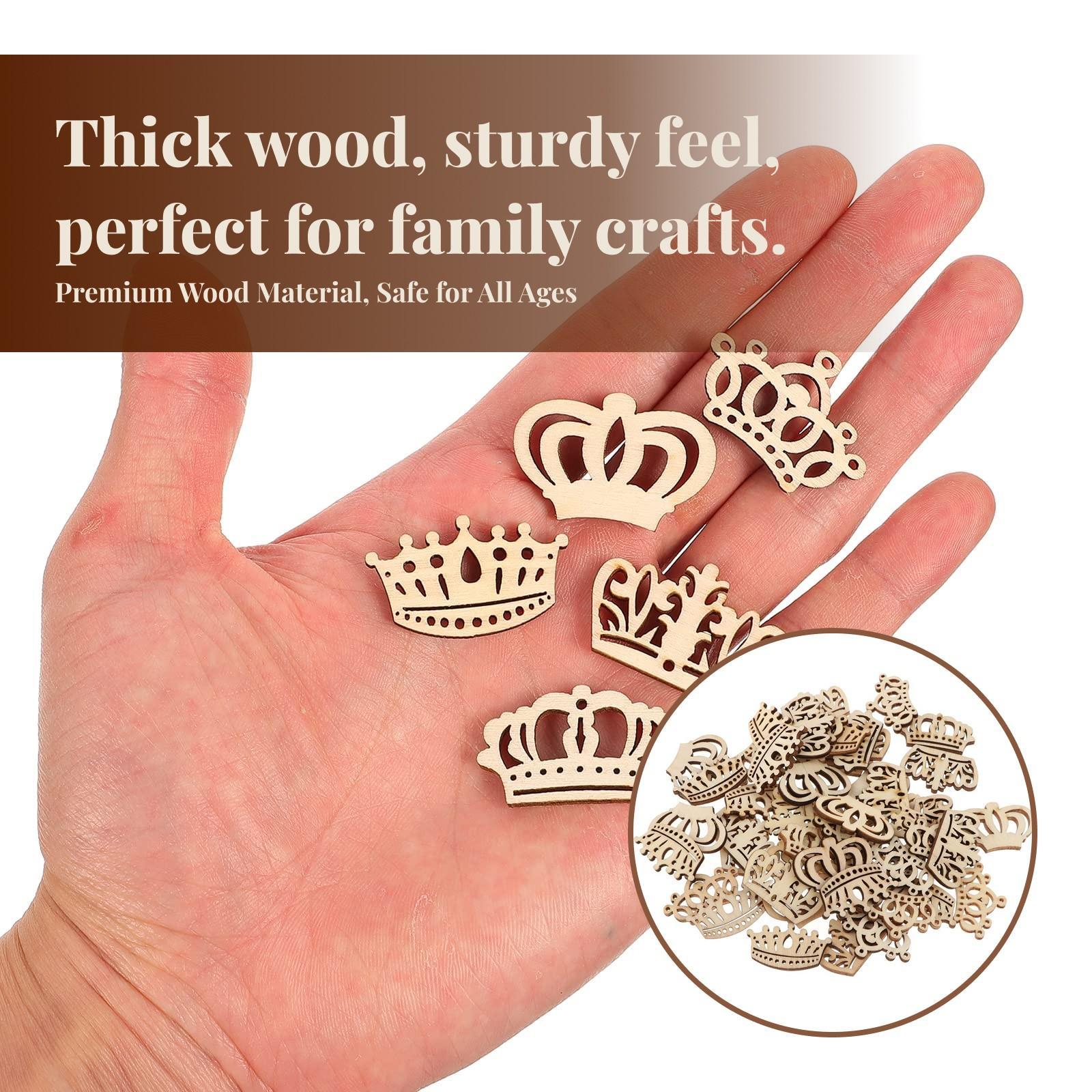 50pcs Crown Wooden Pieces Baby - Embellish Craft avaliação e preço
