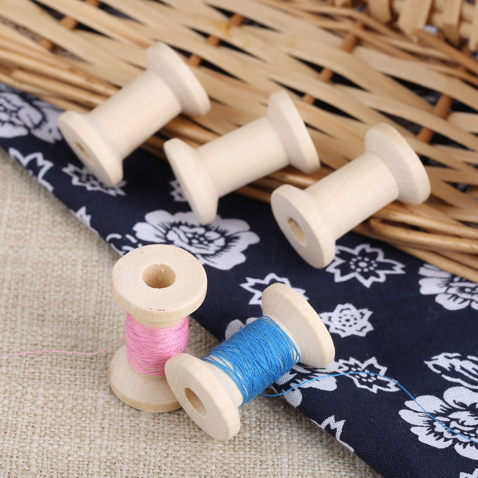 10Pcs Sewing Wooden Bobbins Sp - Organza Ribbon Spool avaliação e preço