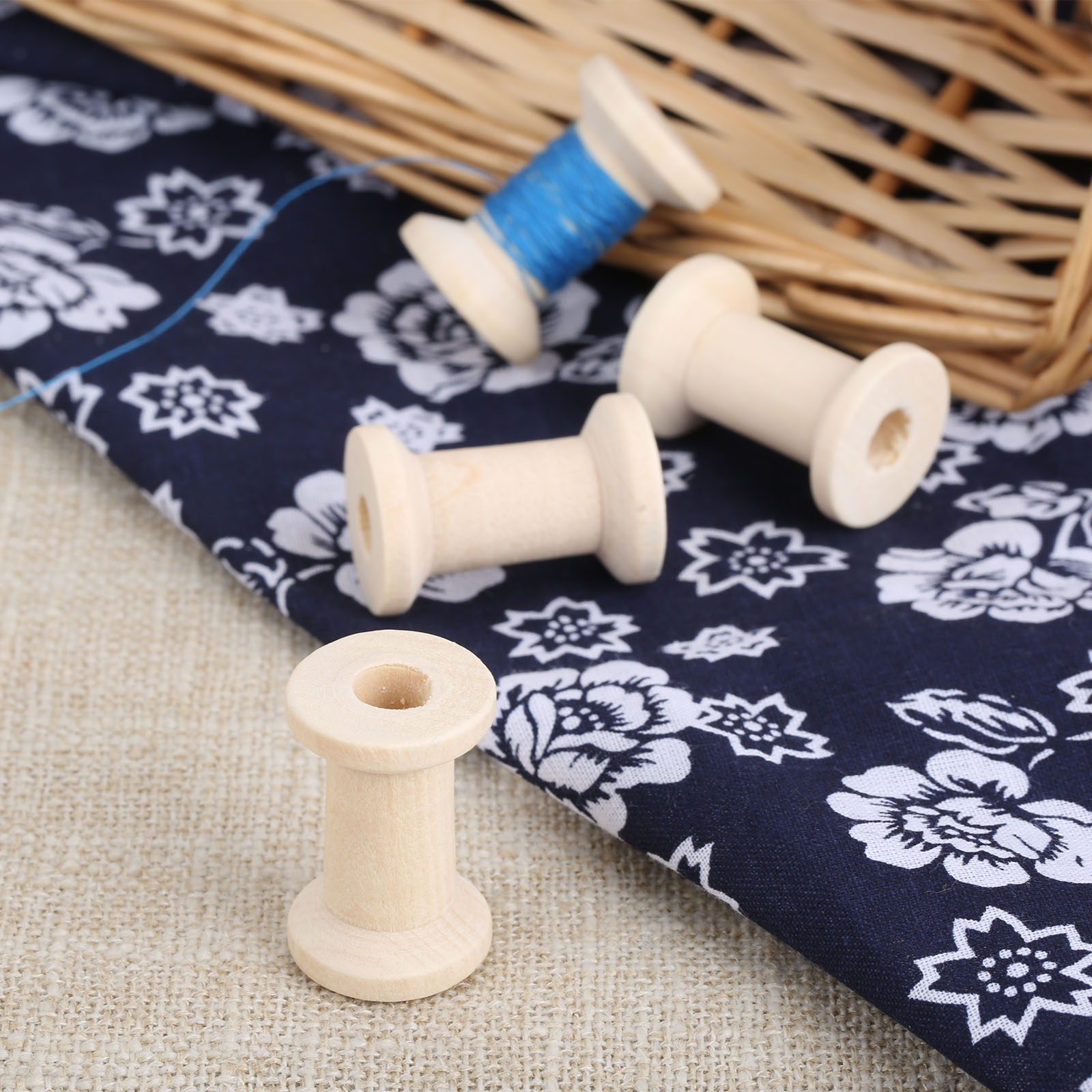10Pcs Sewing Wooden Bobbins Sp - Organza Ribbon Spool avaliação e preço