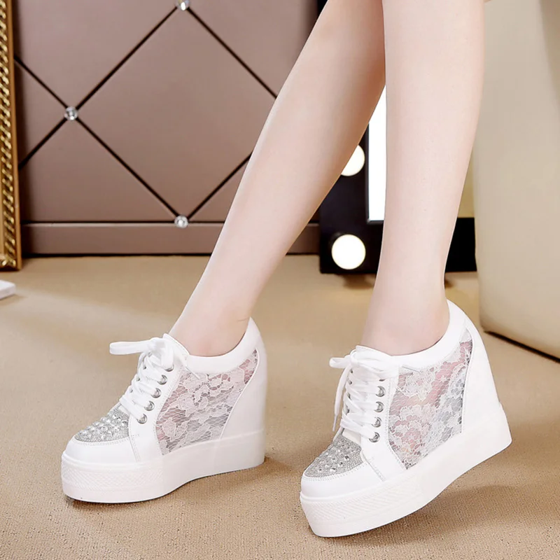Fashion Sneakers Women Platfor - Crystal Mesh Fabric avaliação e preço