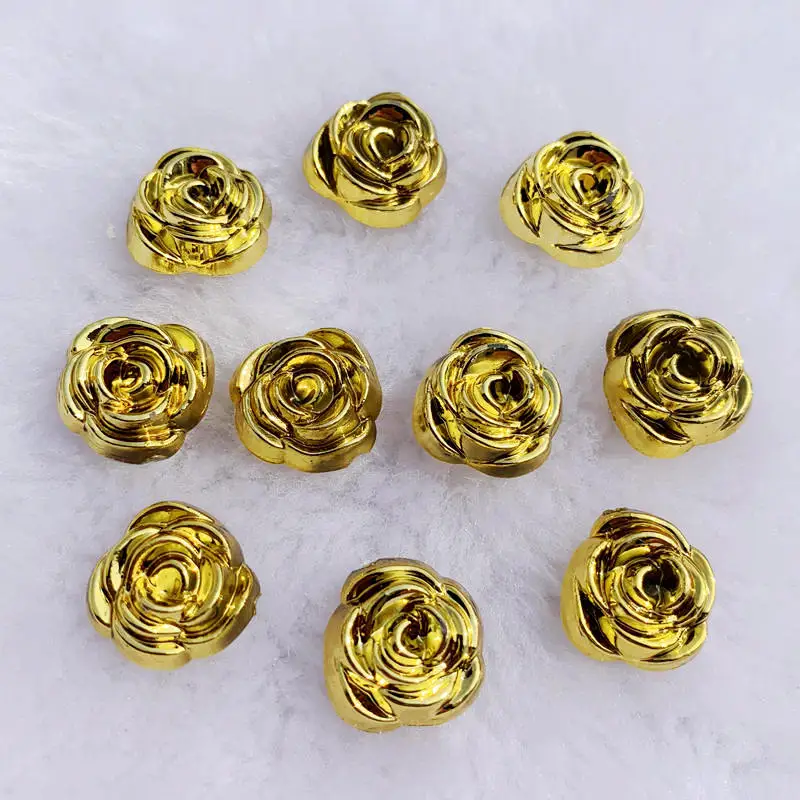 40pcs 14mm Gold Rose Flowers R - Embellishment Glue Craft avaliação e preço