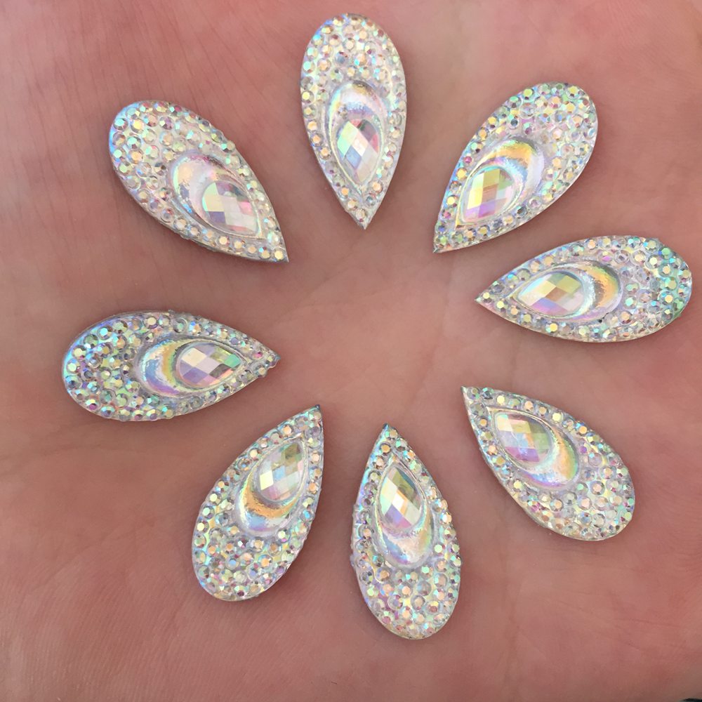40PCS Resin 10*20mm Teardrop P - Embellishment Glue Craft avaliação e preço