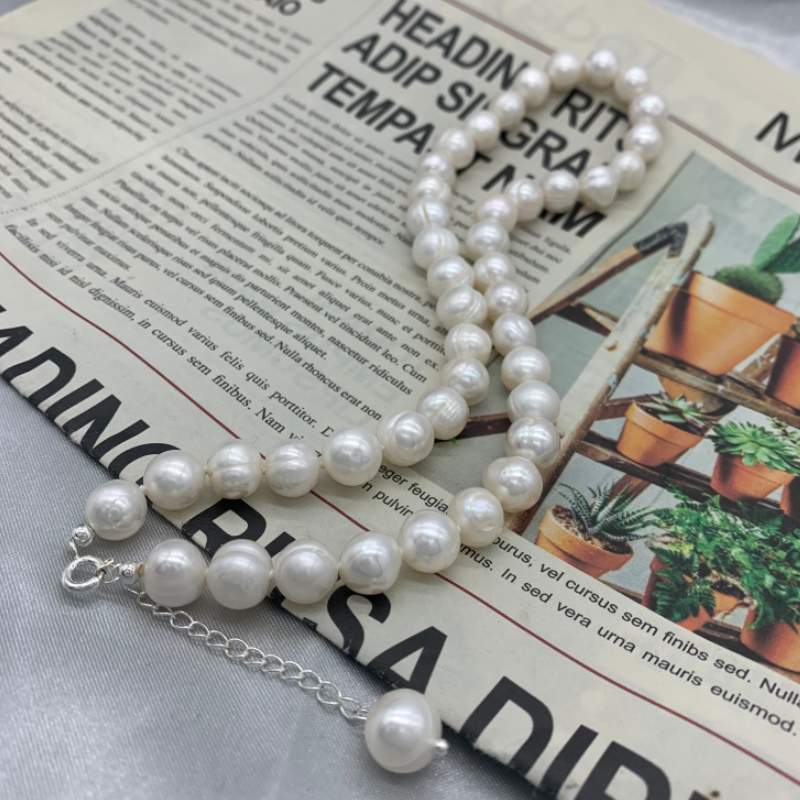 9-10mm Freshwater Pearl Neckla - Pearl Trim Chain avaliação e preço