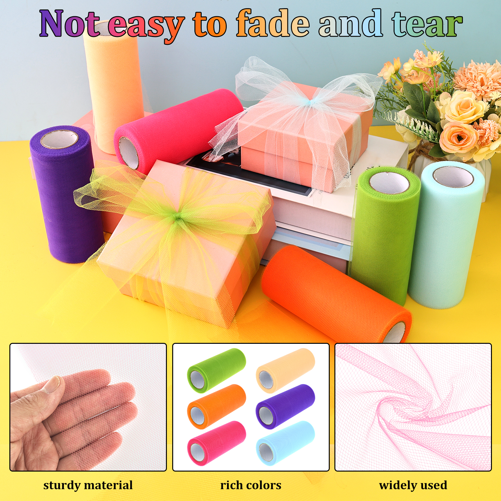 6 Colours Organza Tulle Fabric - Organza Ribbon Spool avaliação e preço