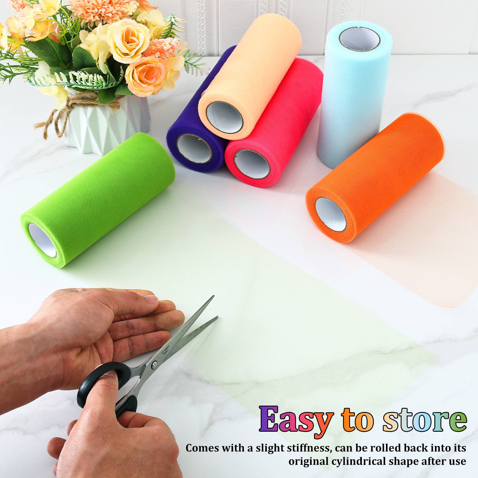 6 Colours Organza Tulle Fabric - Organza Ribbon Spool avaliação e preço