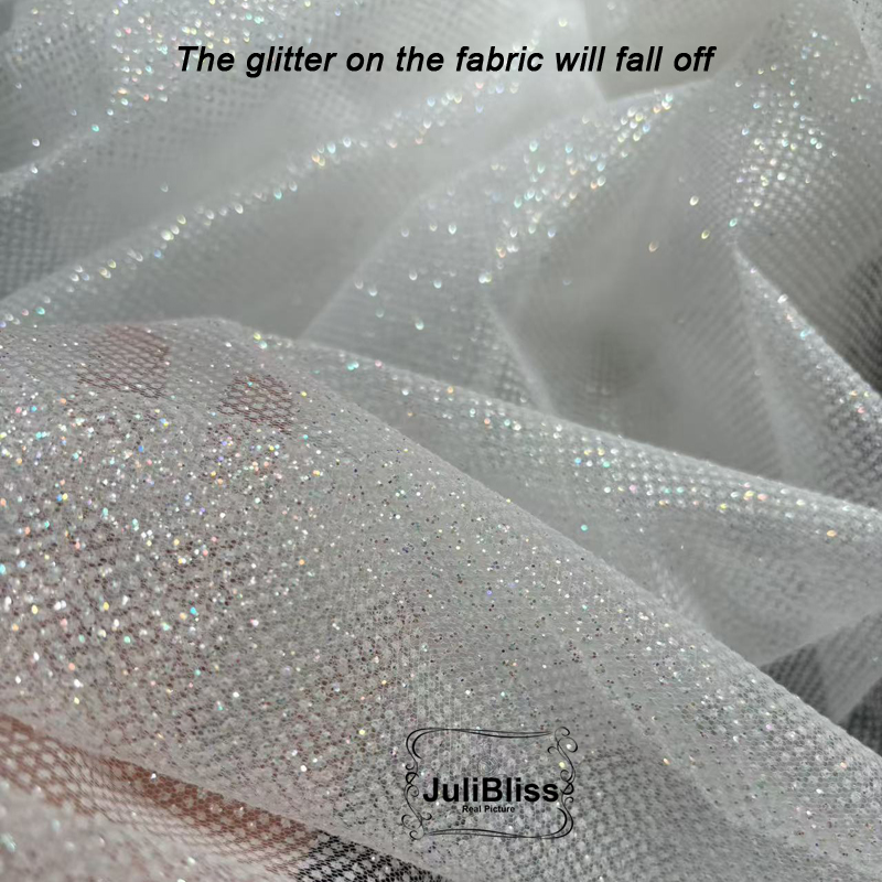 Shimmering White Glitter Tulle - Sequin Fabric Panel avaliação e preço