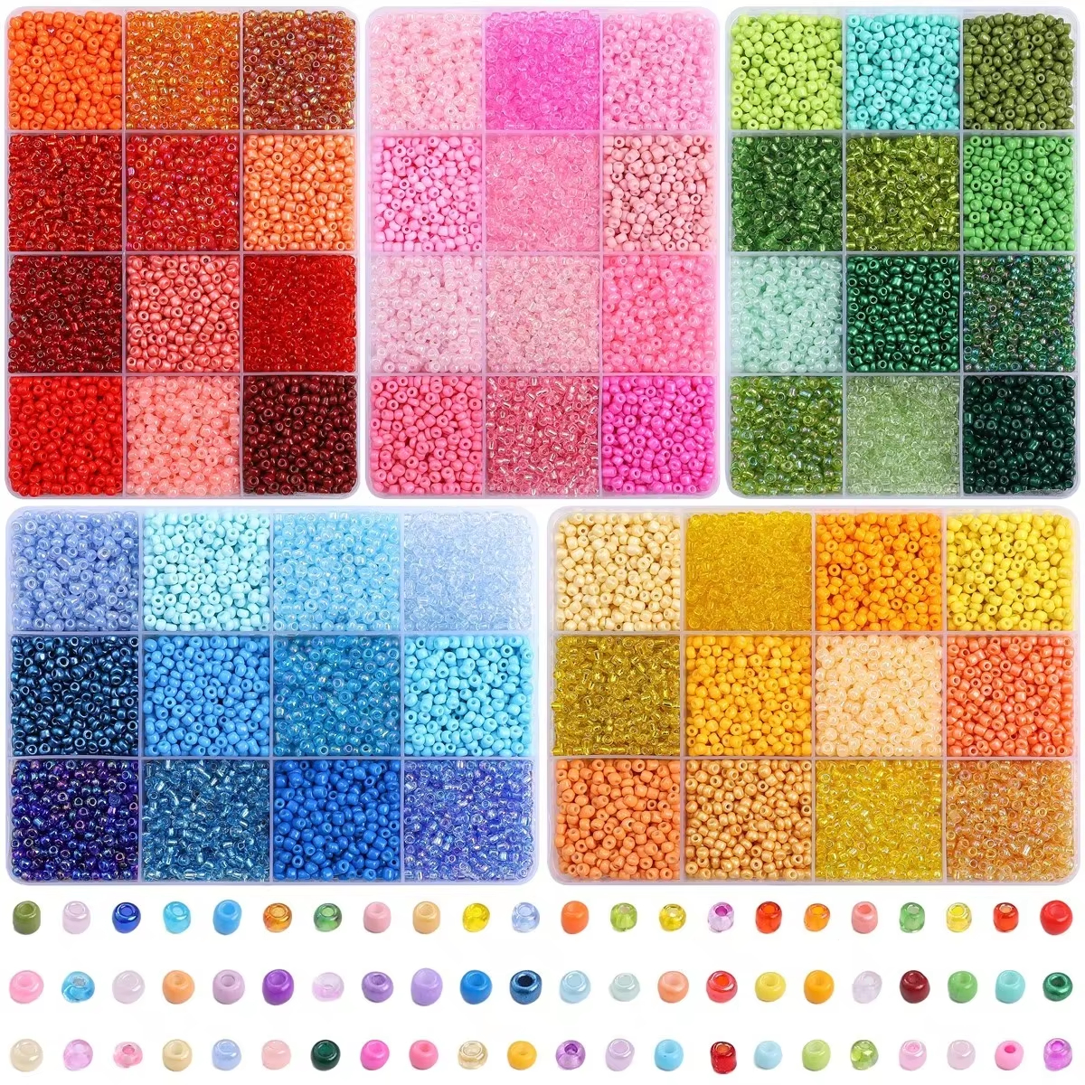 3600pcs 3mm Glass Seed Beads,  - Craft Embellishment Storage avaliação e preço