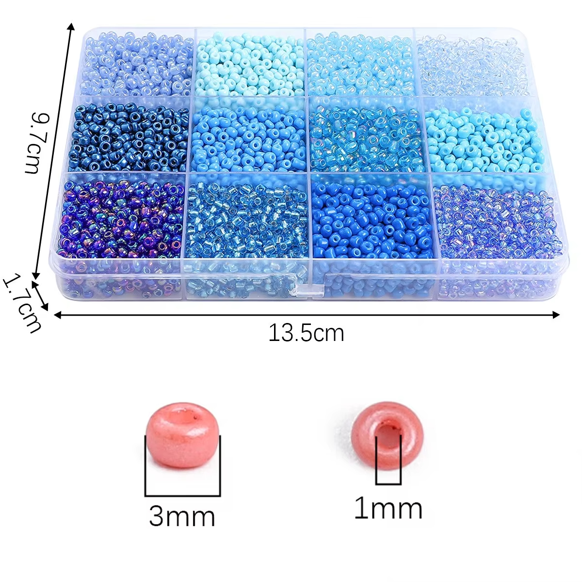 3600pcs 3mm Glass Seed Beads,  - Craft Embellishment Storage avaliação e preço