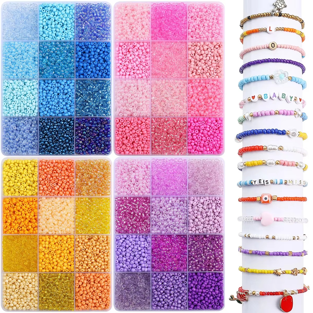 3600pcs 3mm Glass Seed Beads,  - Craft Embellishment Storage avaliação e preço