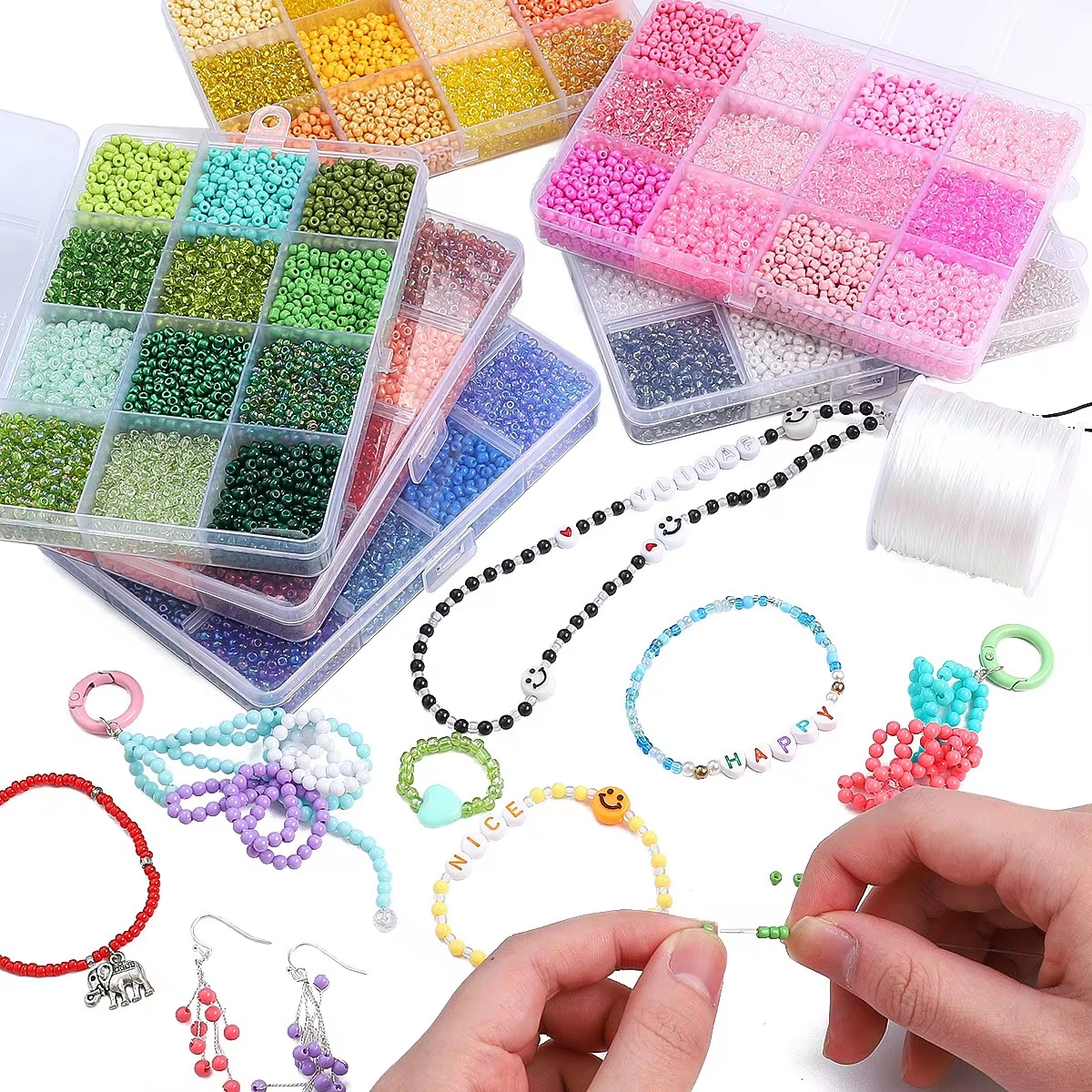 3600pcs 3mm Glass Seed Beads,  - Craft Embellishment Storage avaliação e preço