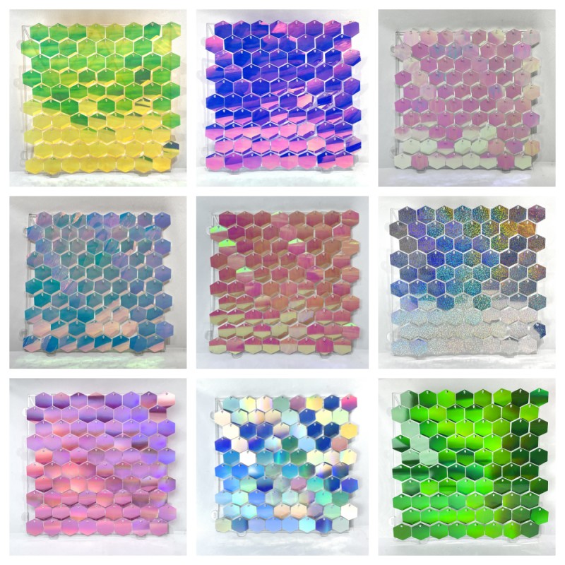 1pc Hexagon Sequin Backdrop Pa - Sequin Fabric Panel avaliação e preço