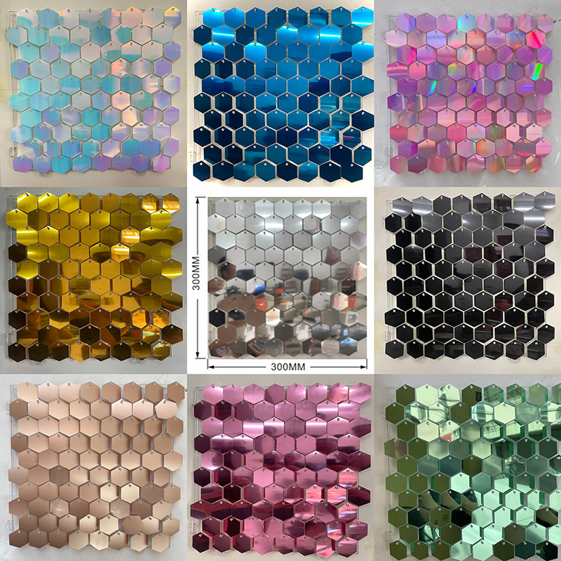 1pc Hexagon Sequin Backdrop Pa - Sequin Fabric Panel avaliação e preço