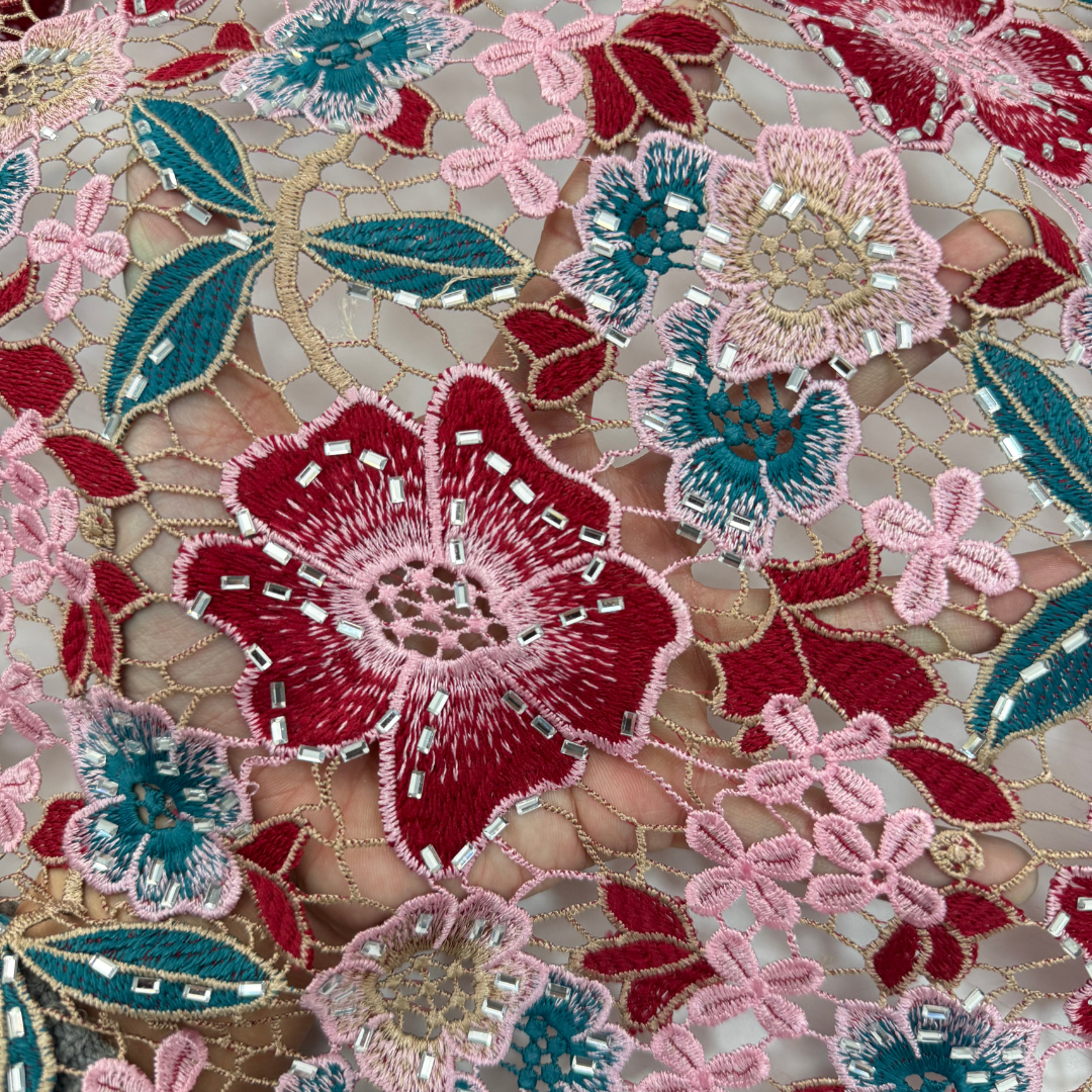 Elegant Guipure Cord Lace Fabr - Sew On Rhinestone avaliação e preço