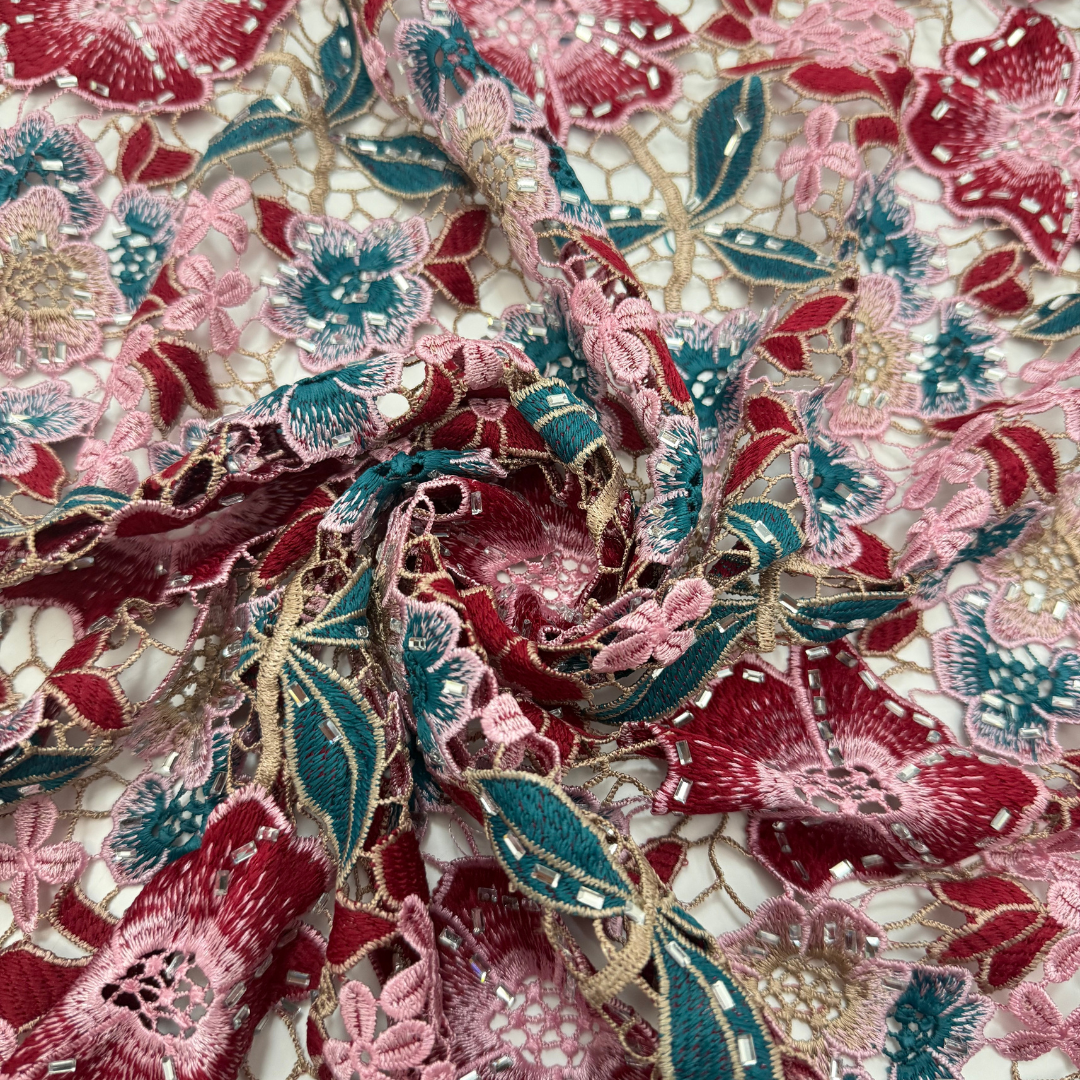 Elegant Guipure Cord Lace Fabr - Sew On Rhinestone avaliação e preço