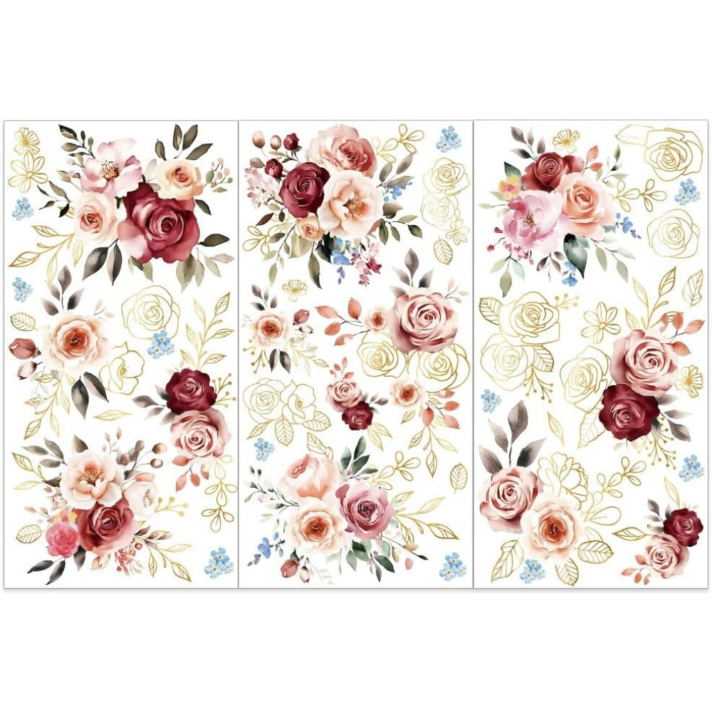 3pcs/Set Watercolor Roses Rub  - Embellishment Crafts avaliação e preço