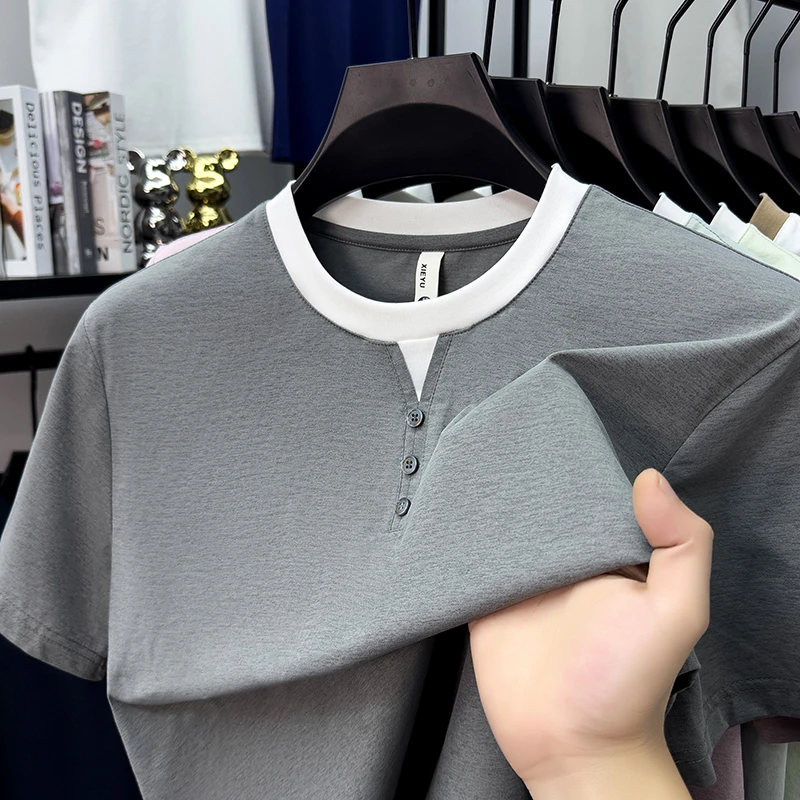 Mens Short Sleeve Henley Neck  - Embellish Knit avaliação e preço