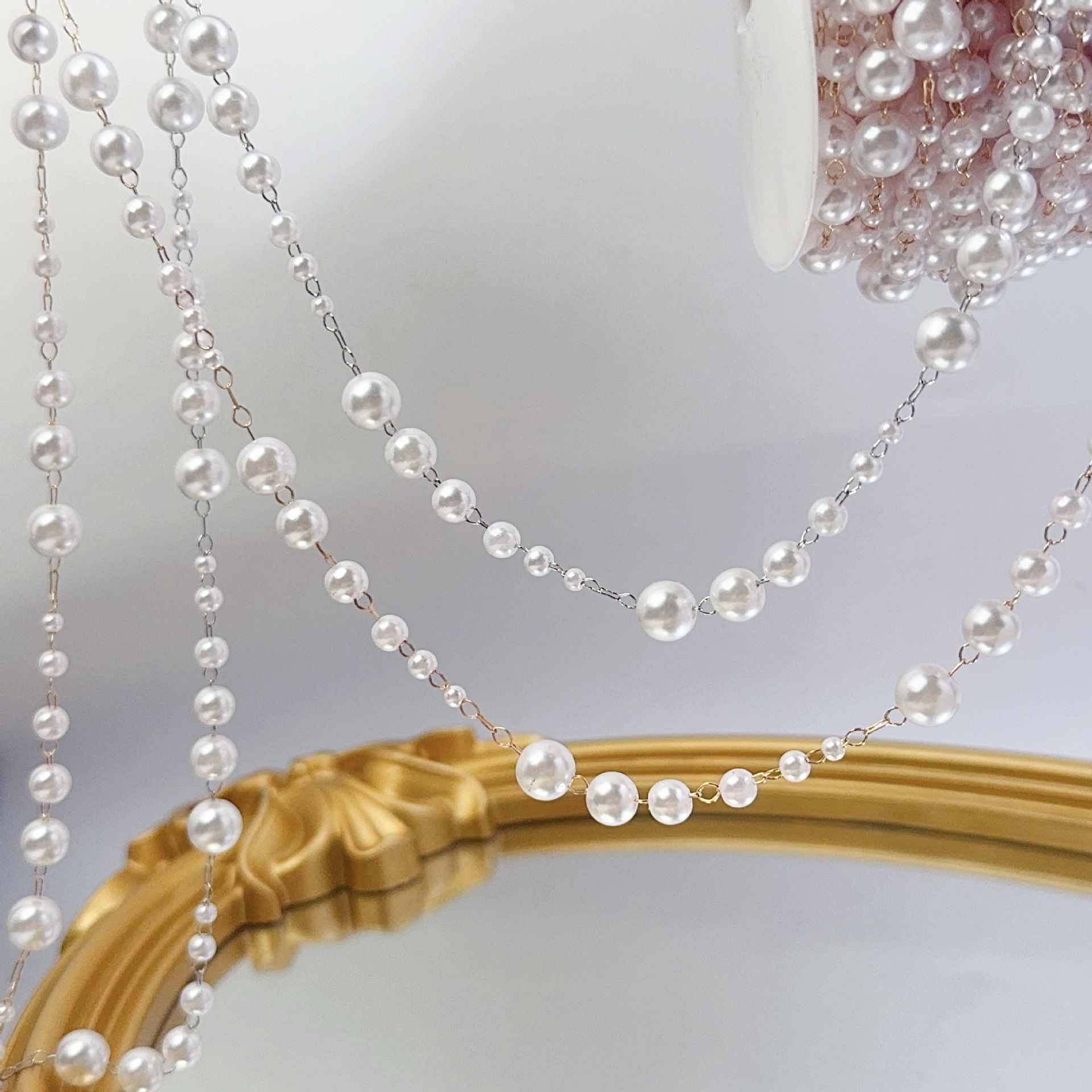3-8mm Pearl Copper Chain, Anci - Beaded Trim Fringe avaliação e preço