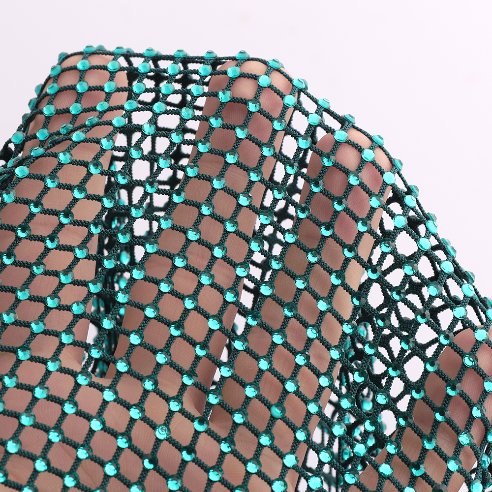 Blue Zircon Rhinestones Mesh A - Crystal Mesh Fabric avaliação e preço