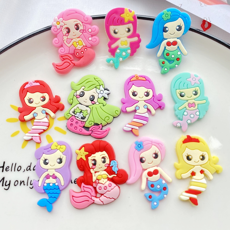 10pcs New Cute Cartoon Mermaid - Embellishment Glue Craft avaliação e preço