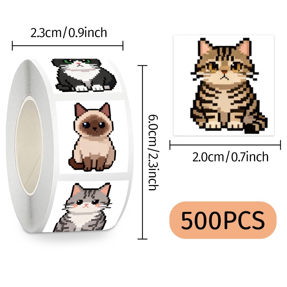 500 Pcs/Roll Cute Pixel Cat St - Craft Embellishment World avaliação e preço