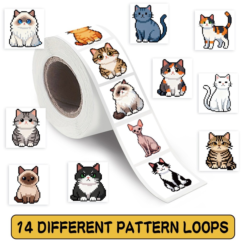 500 Pcs/Roll Cute Pixel Cat St - Craft Embellishment World avaliação e preço