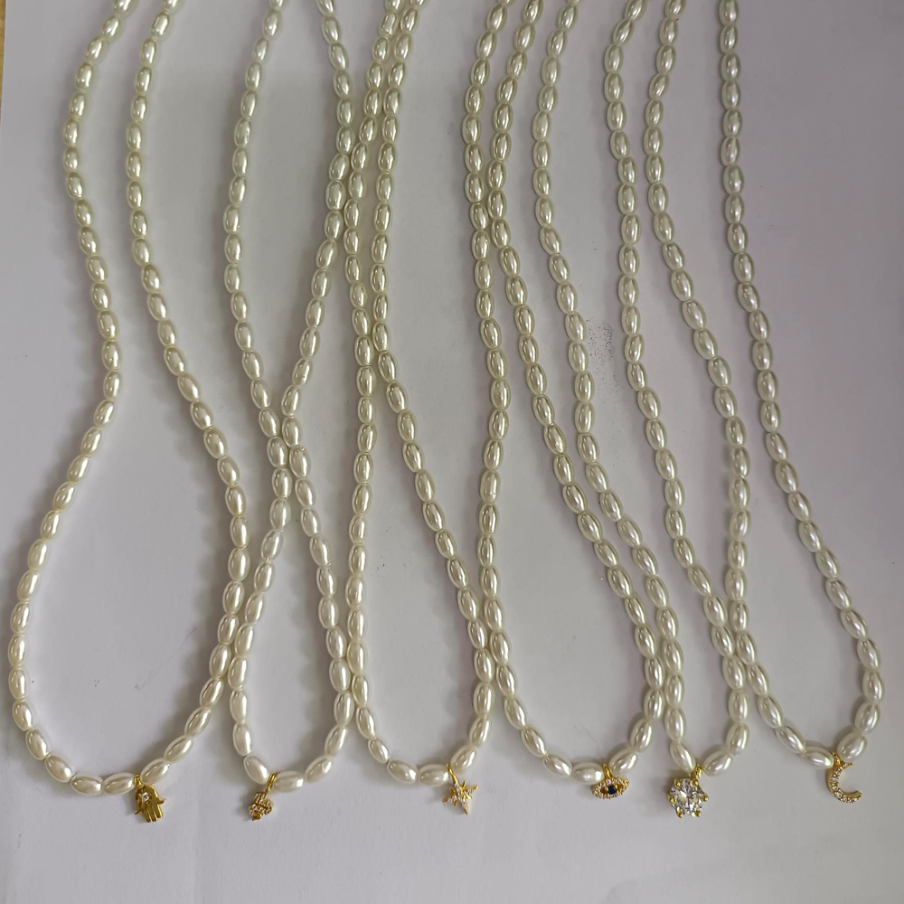 BOAKO Pearl Necklace Silver 92 - Pearl Trim Chain avaliação e preço