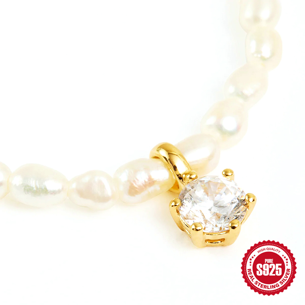 BOAKO Pearl Necklace Silver 92 - Pearl Trim Chain avaliação e preço