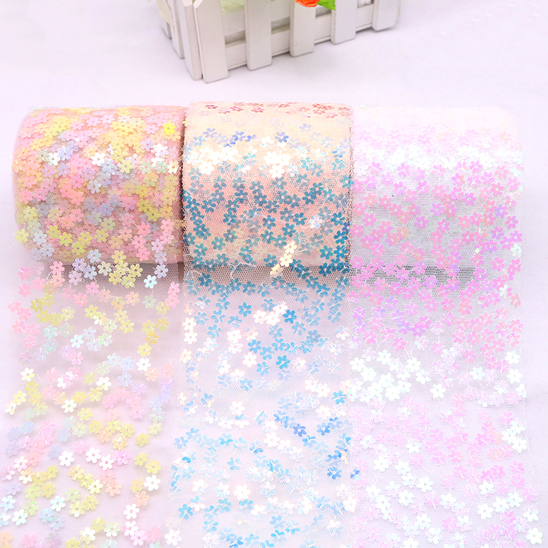 8cm 10cm 10 Yards Glitter Sequ - Organza Ribbon Spool avaliação e preço