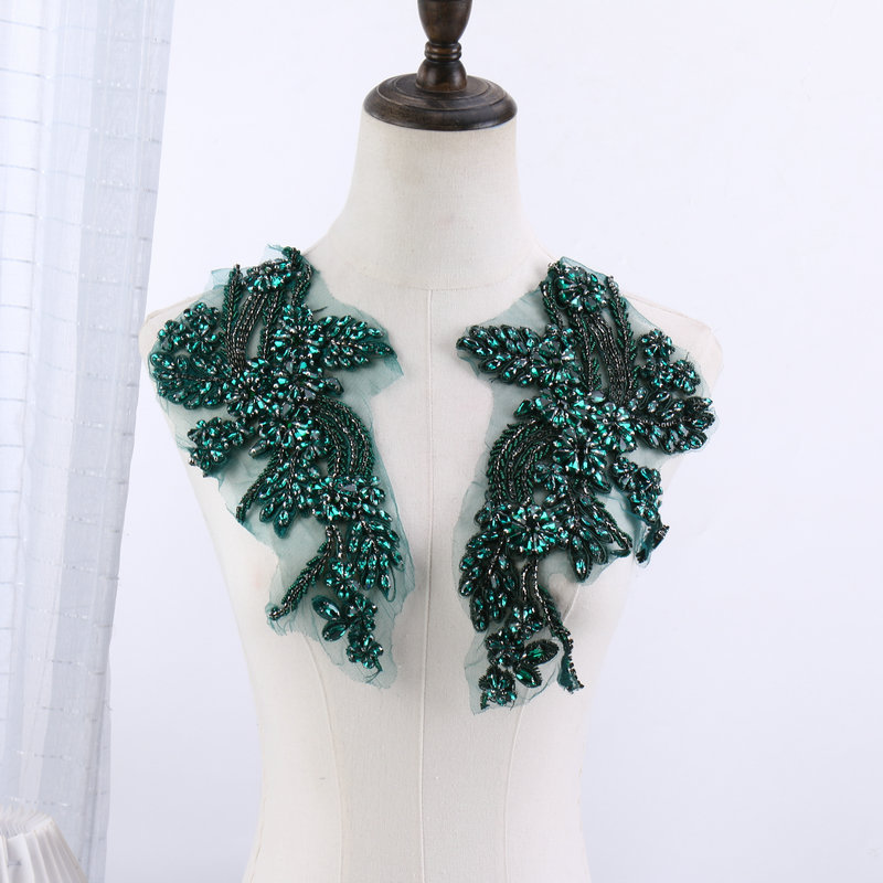 Beaded floral appliqués, hand- - Sew On Rhinestone avaliação e preço
