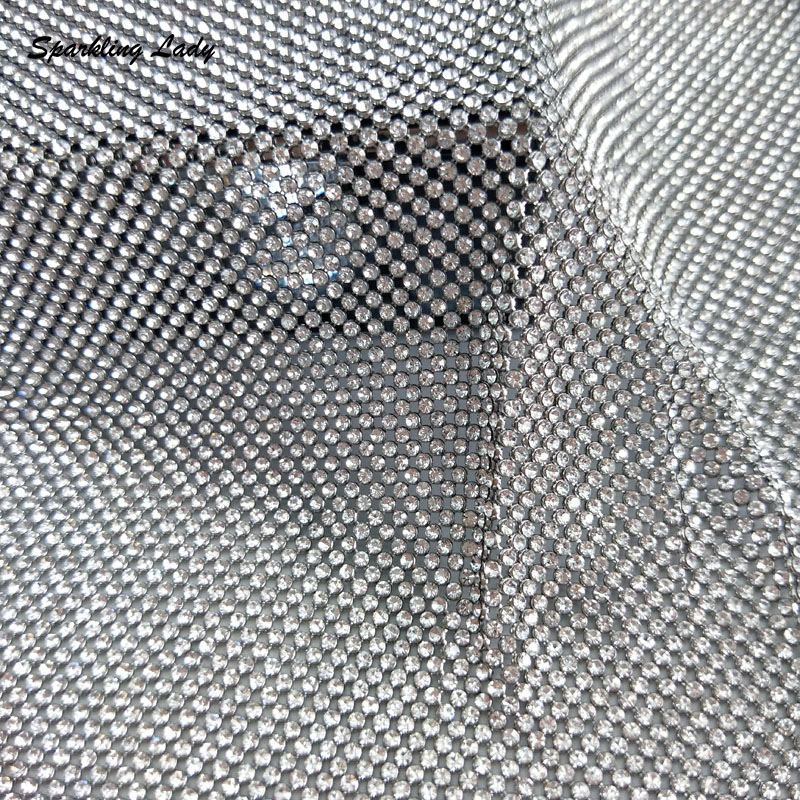 2MM Silver Crystal Mesh Fabric - Crystal Mesh Fabric avaliação e preço